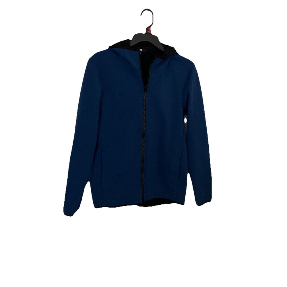 Uniqlo Womens Hooded Full Zip Jacket Size Small Blue Fleece Lined Pockets
